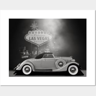 Vegas 1935 Lincoln Roadster B/W Posters and Art